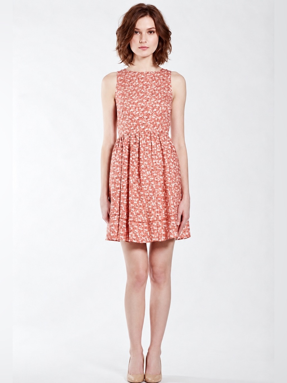 Y2K Juicy Couture Silk Cotton Floral Babydoll Fit Flare Mini Dress Coral Pink 4
